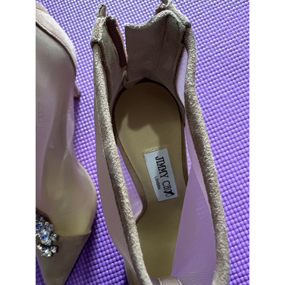 New Jimmy Choo Tan Glitter Bing Crystal Embellished Mesh Bootie Size 36.5 - Picture 8 of 14